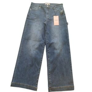 Juicy Couture Wide Leg Carpenter Jeans Rhinestone Logo Blue Denim NWT 11/30